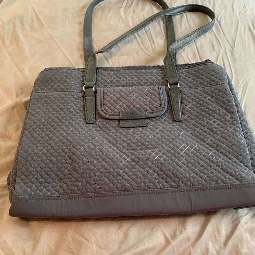 Vera Bradley Quilted Laptop Tote in Gray